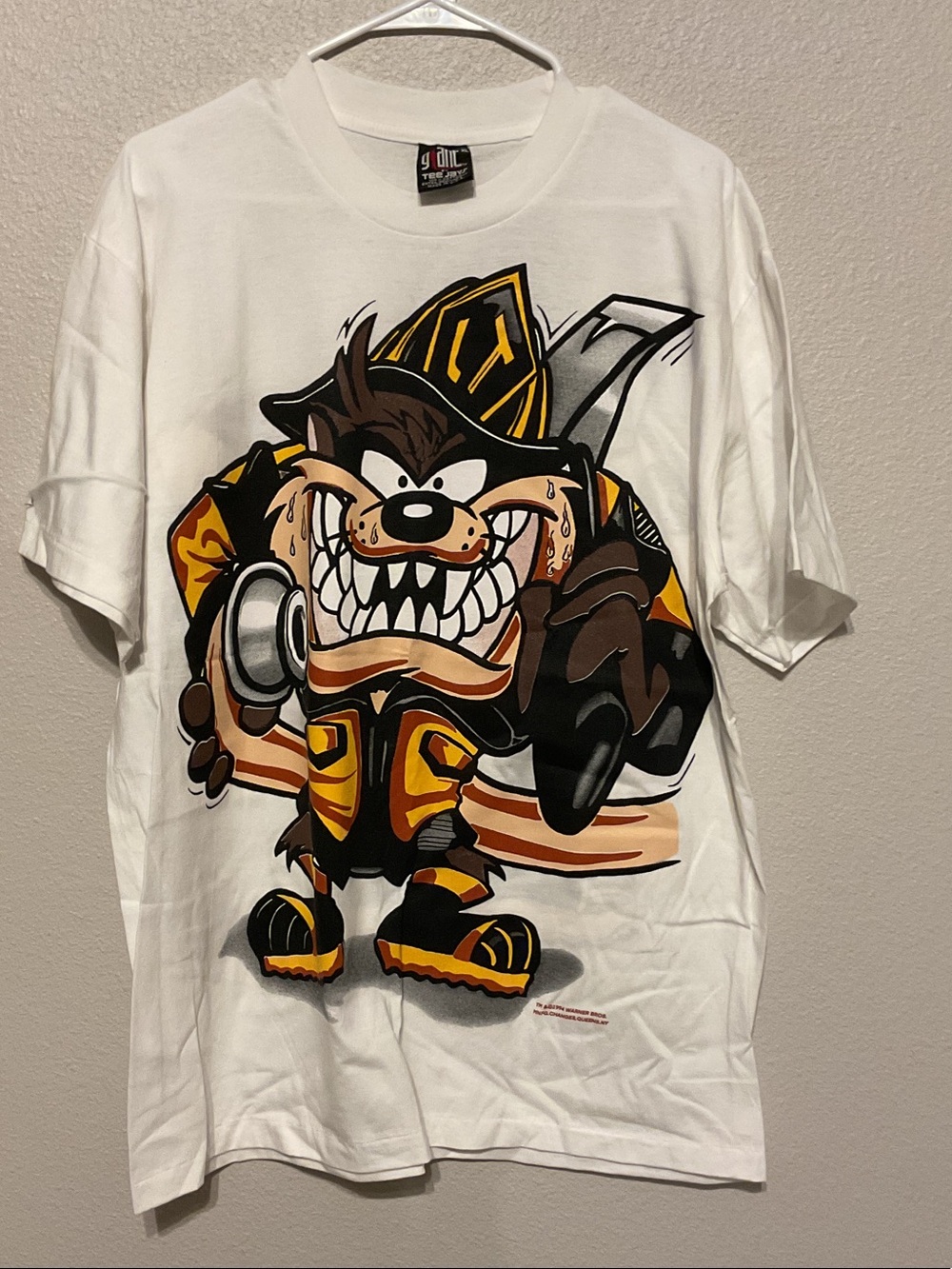 White Tazmanian Devil Firefighter Graphic Tee
